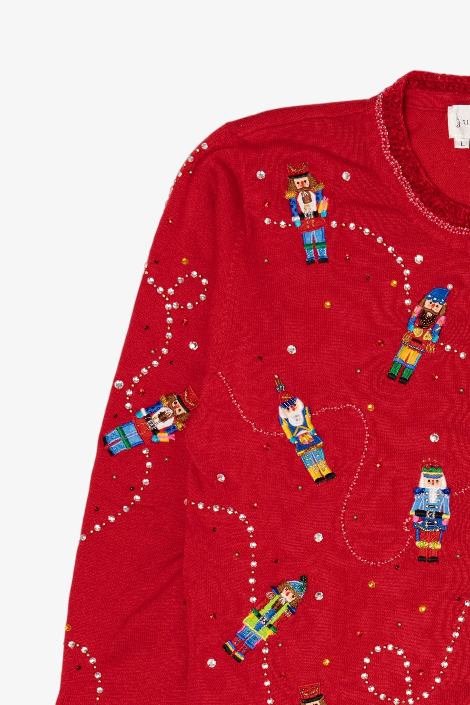 Vintage Y2k Lightweight Red Just B Nutcrackers Ugly Christmas Cardigan (2000s)