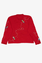 Vintage Y2k Lightweight Red Just B Nutcrackers Ugly Christmas Cardigan (2000s)