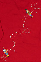 Vintage Y2k Lightweight Red Just B Nutcrackers Ugly Christmas Cardigan (2000s)