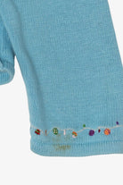 Vintage Blue Copper Key Dancing Reindeer Ugly Christmas Cardigan (2000s)