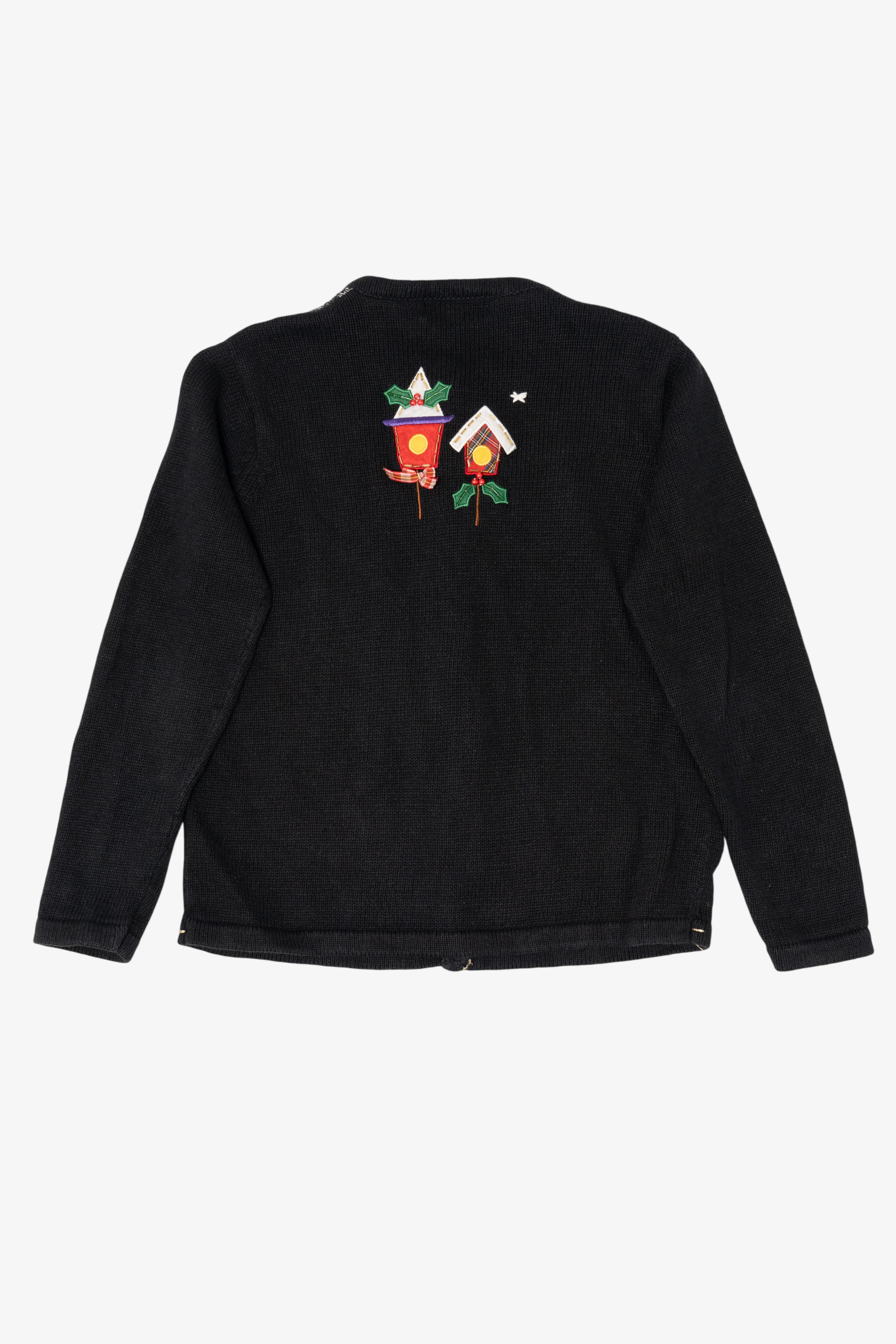 Vintage Black White Stag Snowmen Ugly Christmas Cardigan (1990s)