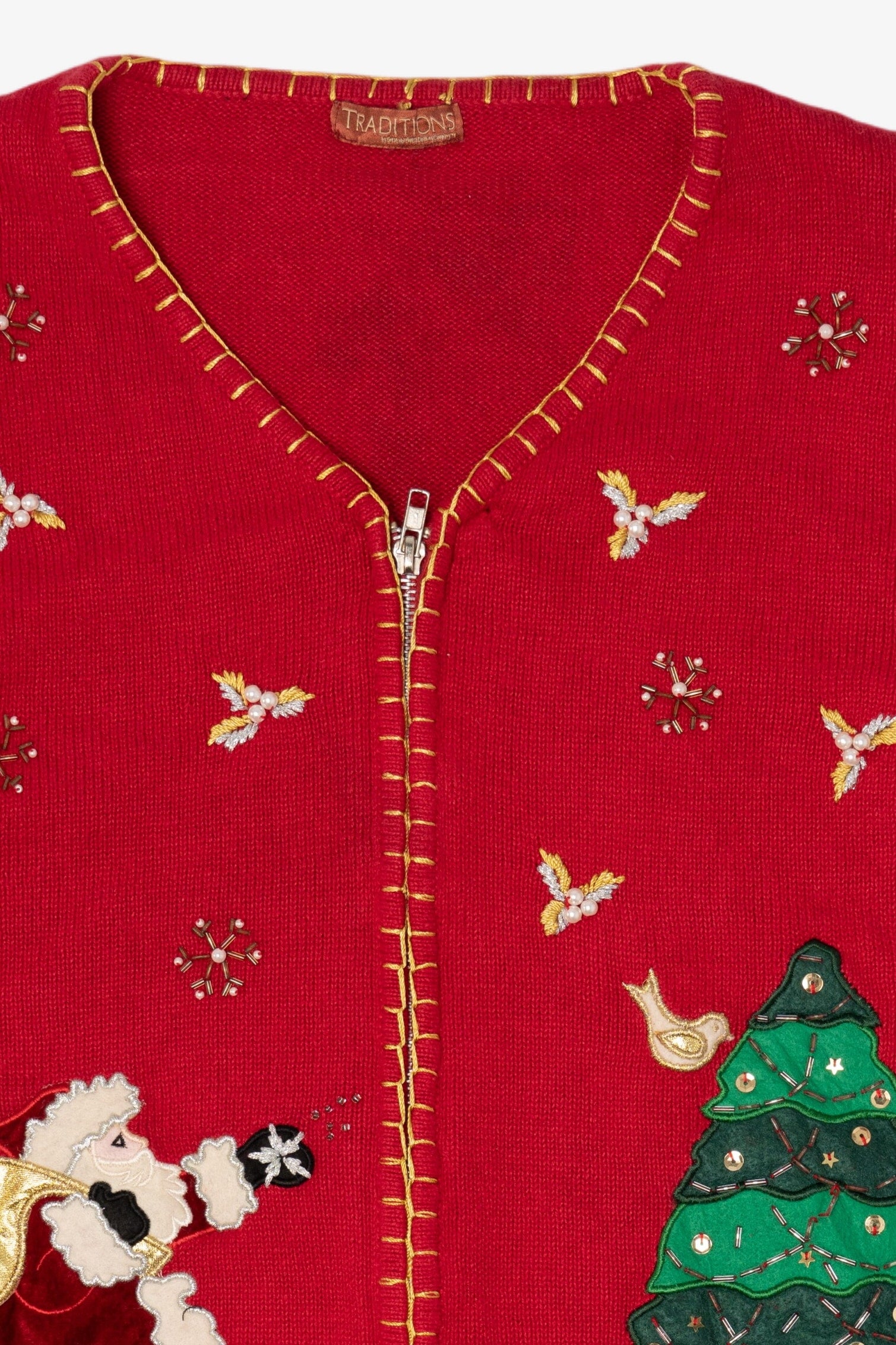 Vintage Red Traditions Santa Ugly Christmas Cardigan (2000s)