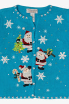 Vintage Blue Tiara International Santa Ugly Christmas Cardigan (2000s)
