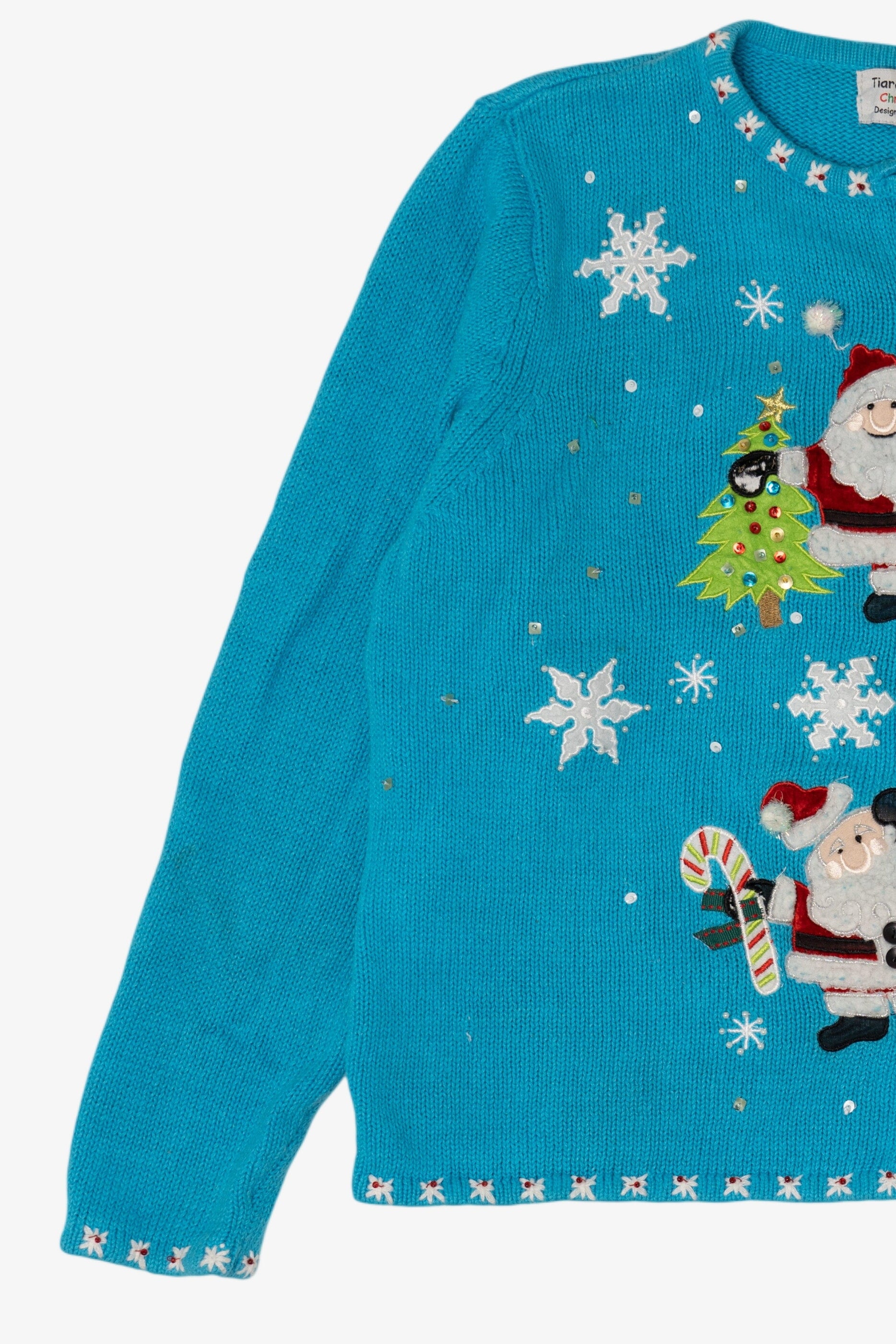 Vintage Blue Tiara International Santa Ugly Christmas Cardigan (2000s)