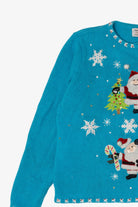 Vintage Blue Tiara International Santa Ugly Christmas Cardigan (2000s)