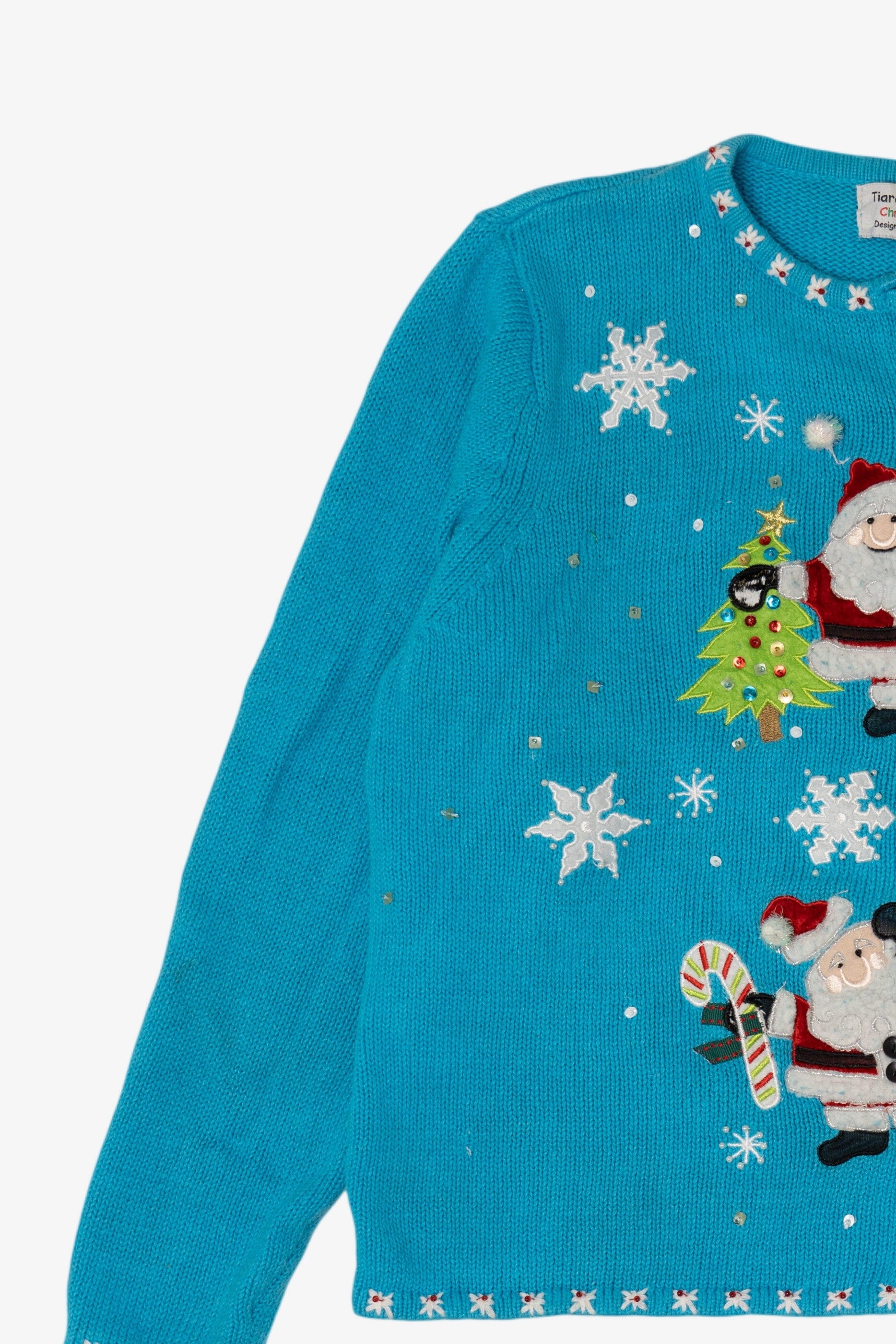 Vintage Blue Tiara International Santa Ugly Christmas Cardigan (2000s)