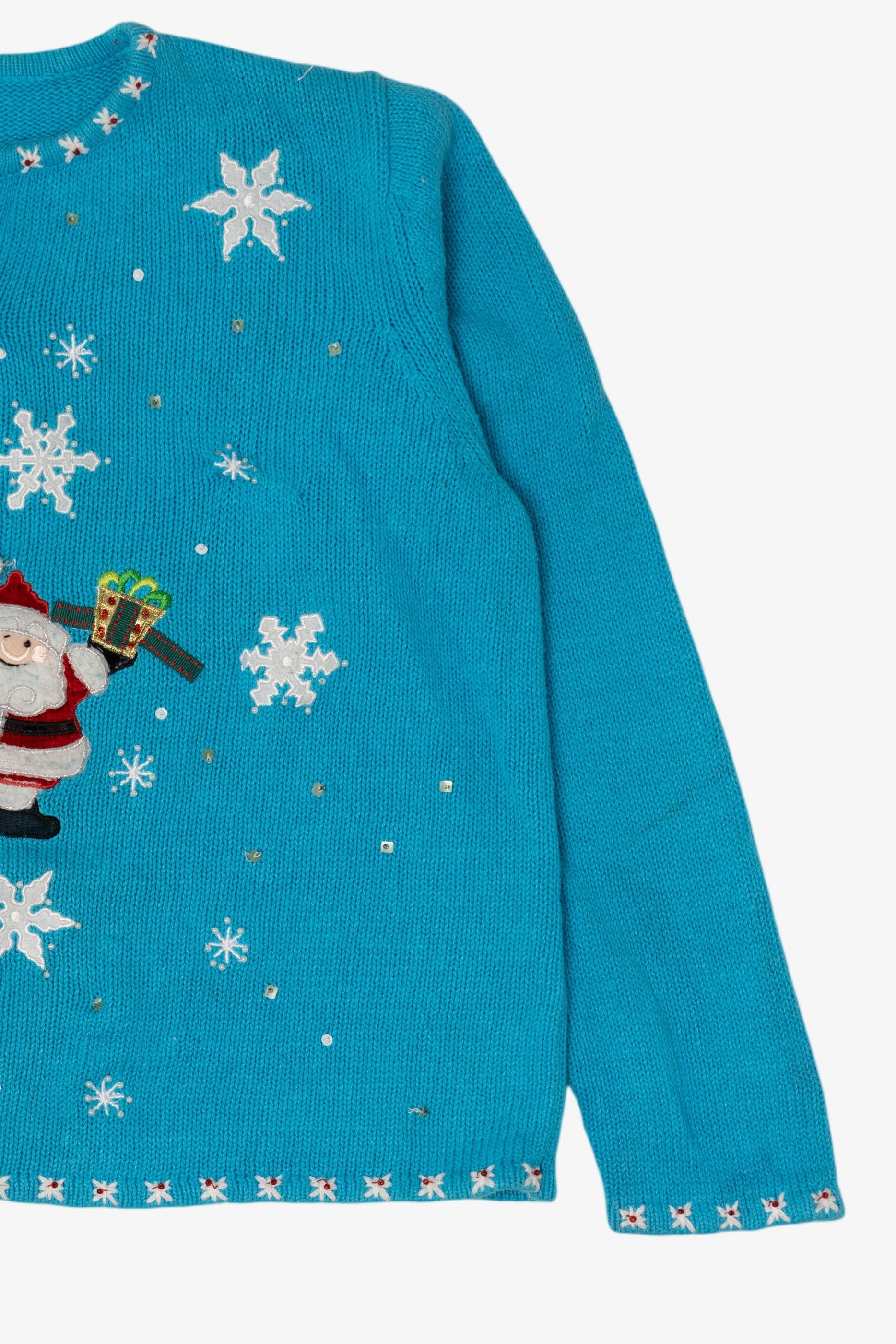 Vintage Blue Tiara International Santa Ugly Christmas Cardigan (2000s)