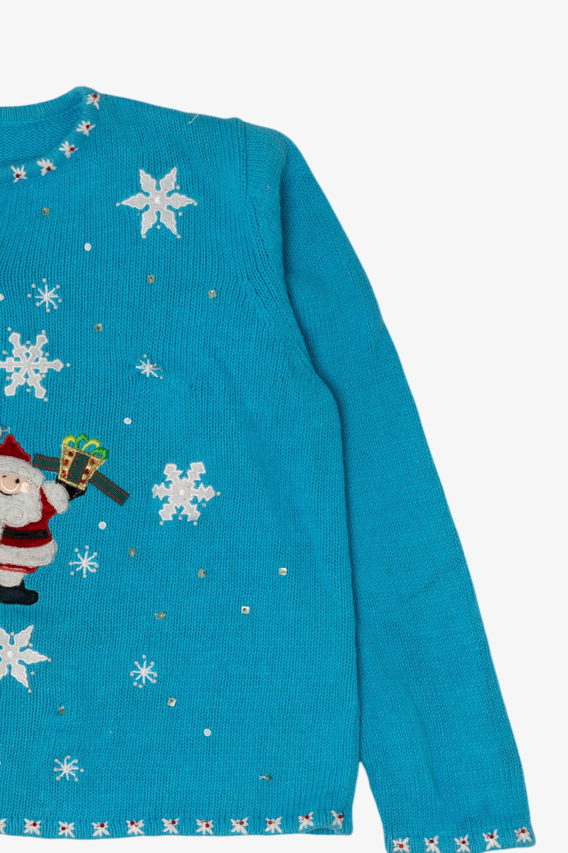 Vintage Blue Tiara International Santa Ugly Christmas Cardigan (2000s)