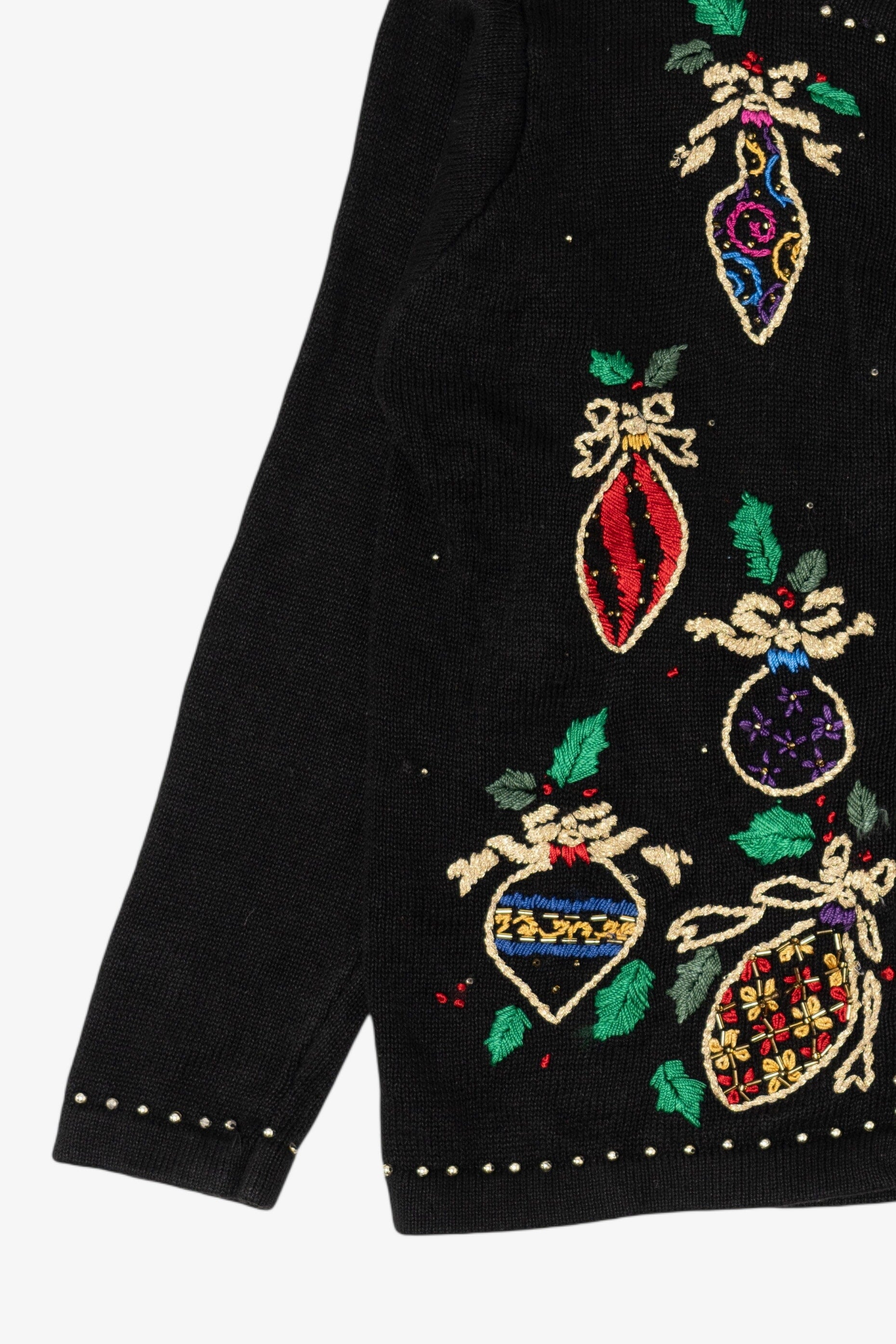 Vintage Black Arriviste Ornaments Ugly Christmas Cardigan (1990s)