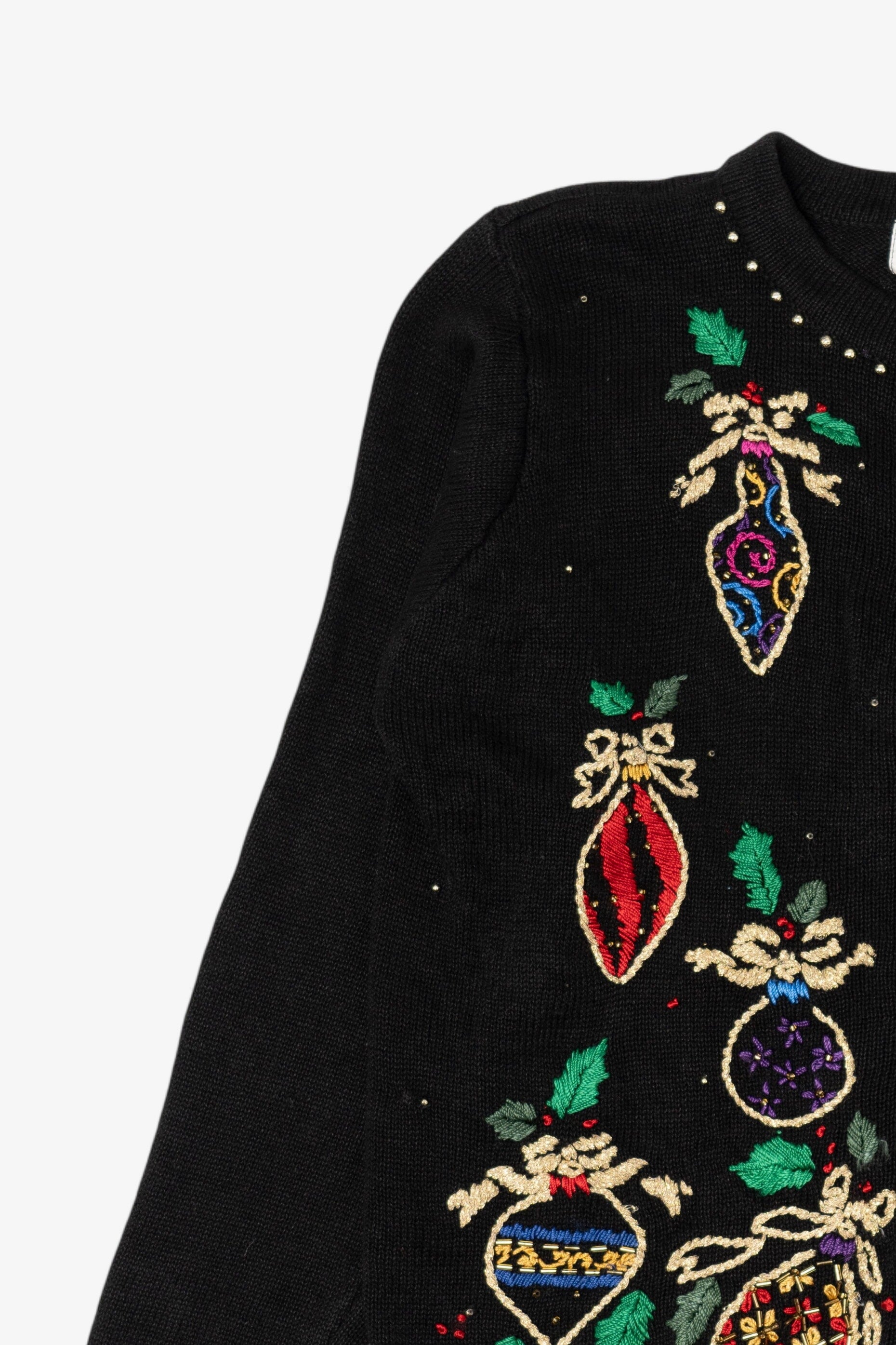 Vintage Black Arriviste Ornaments Ugly Christmas Cardigan (1990s)