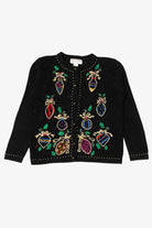Vintage Black Arriviste Ornaments Ugly Christmas Cardigan (1990s)