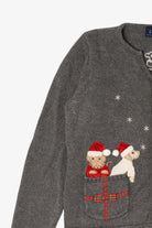 Vintage Gray Crazy Horse Dogs Ugly Christmas Cardigan (2000s)
