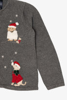 Vintage Gray Crazy Horse Dogs Ugly Christmas Cardigan (2000s)