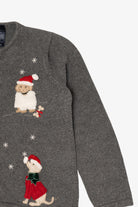 Vintage Gray Crazy Horse Dogs Ugly Christmas Cardigan (2000s)
