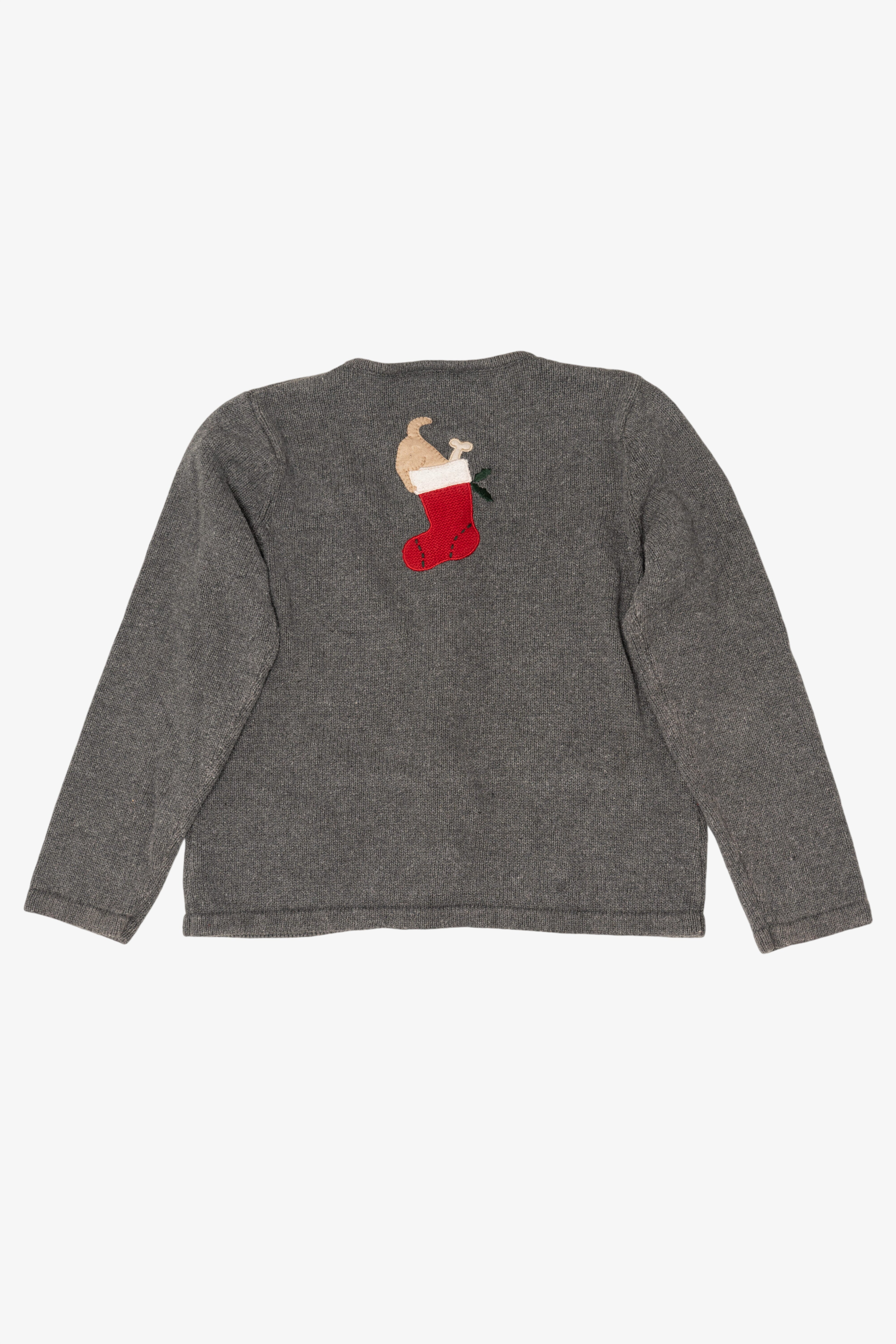 Vintage Gray Crazy Horse Dogs Ugly Christmas Cardigan (2000s)