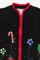 Vintage Black Carly St. Claire Stockings Ugly Christmas Cardigan (1990s)