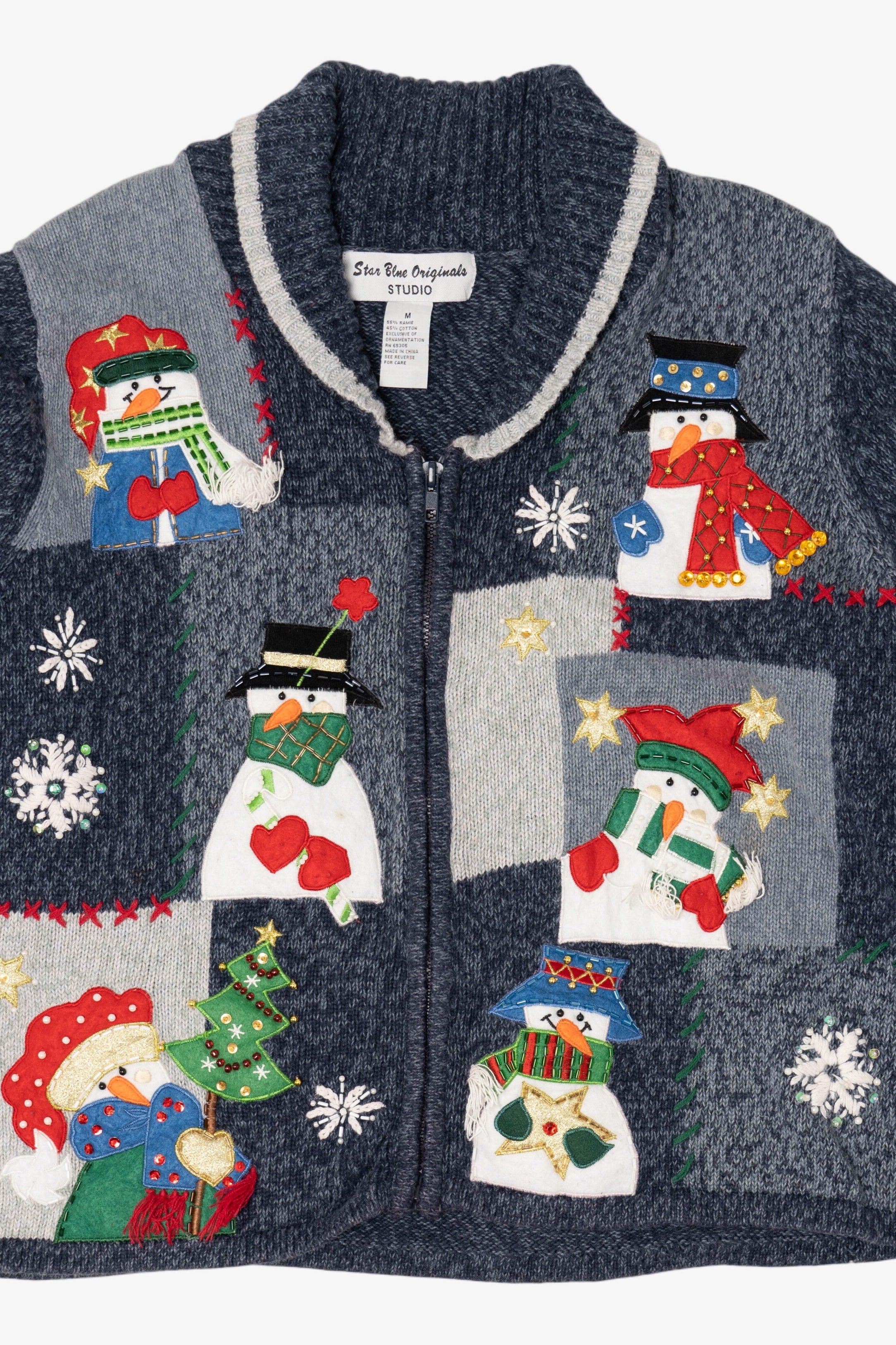 Vintage Blue Star Originals Snowmen Ugly Christmas Cardigan (2000s)