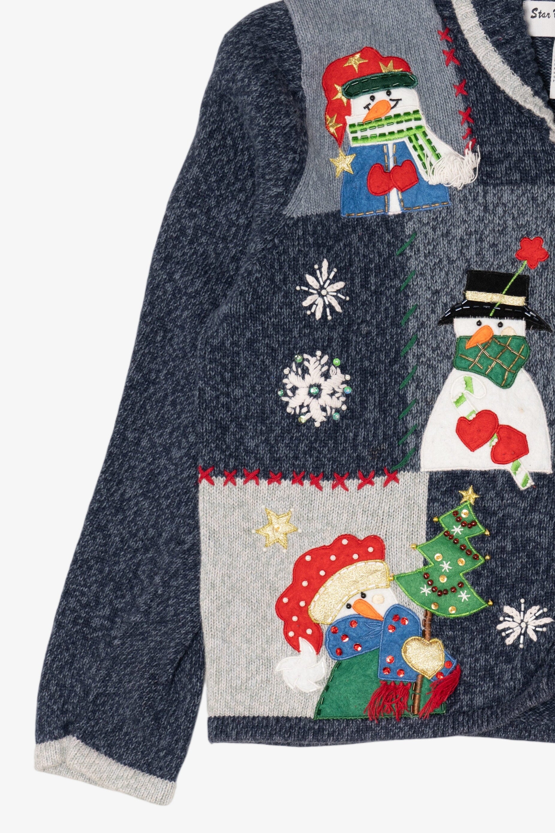 Vintage Blue Star Originals Snowmen Ugly Christmas Cardigan (2000s)