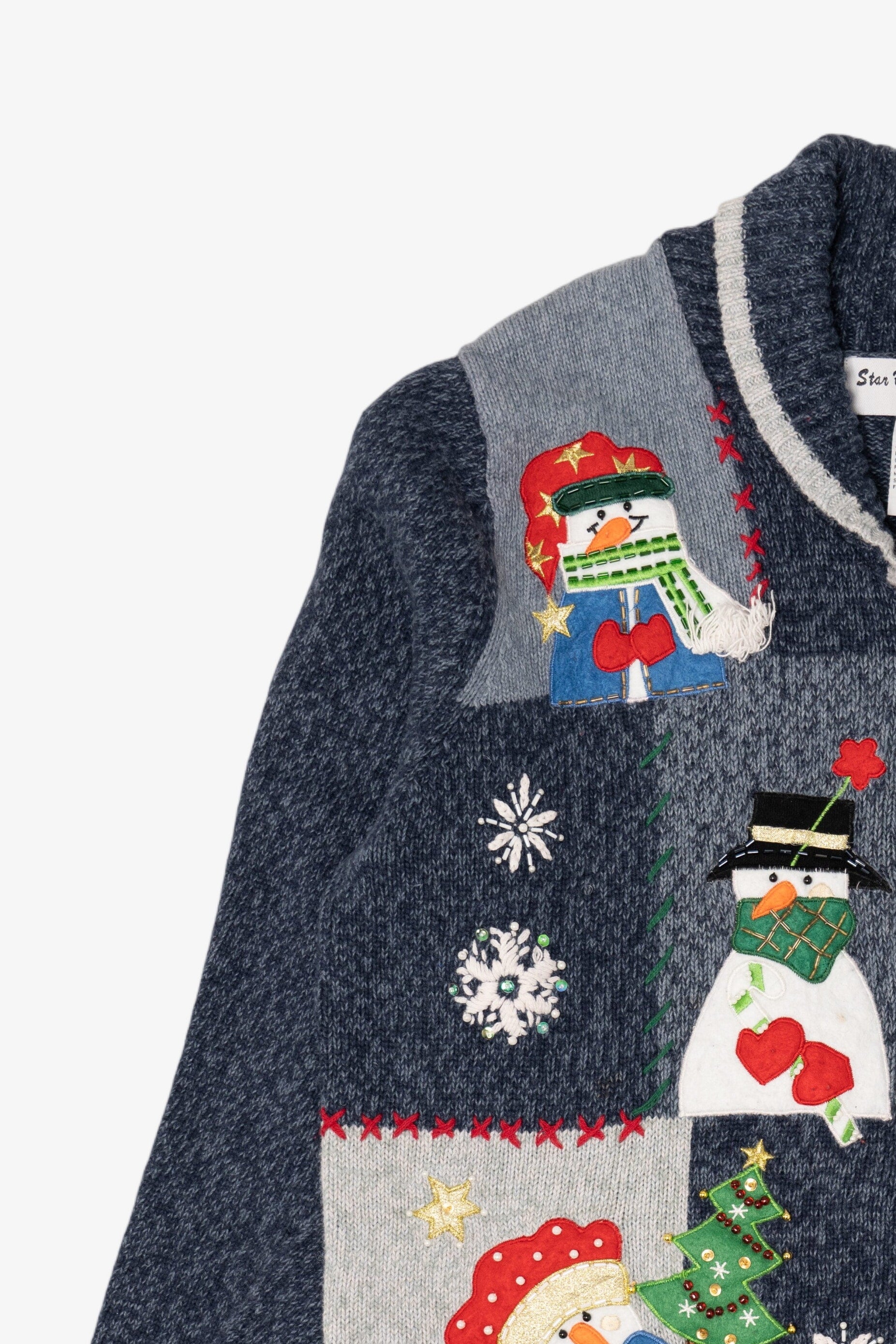Vintage Blue Star Originals Snowmen Ugly Christmas Cardigan (2000s)