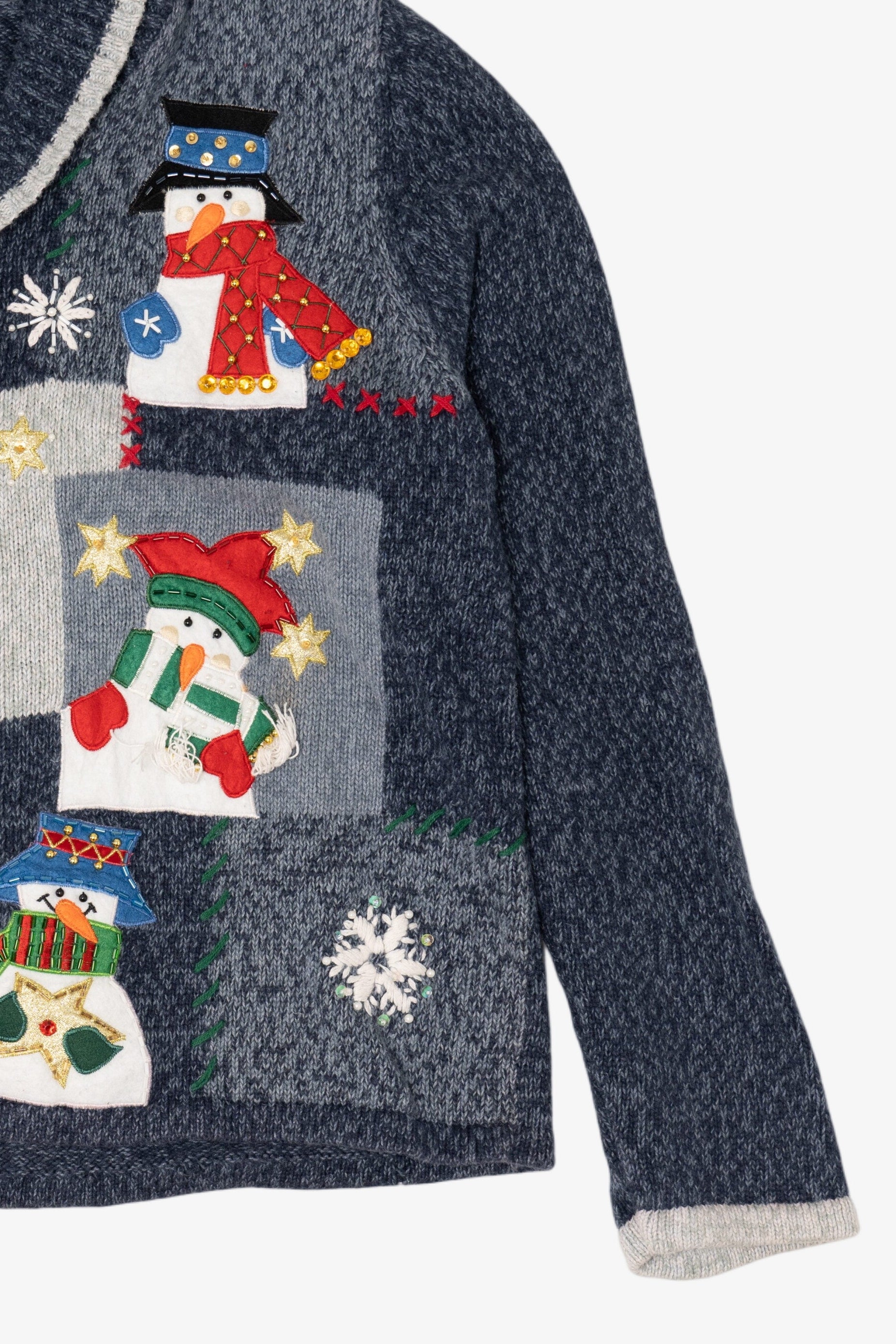 Vintage Blue Star Originals Snowmen Ugly Christmas Cardigan (2000s)