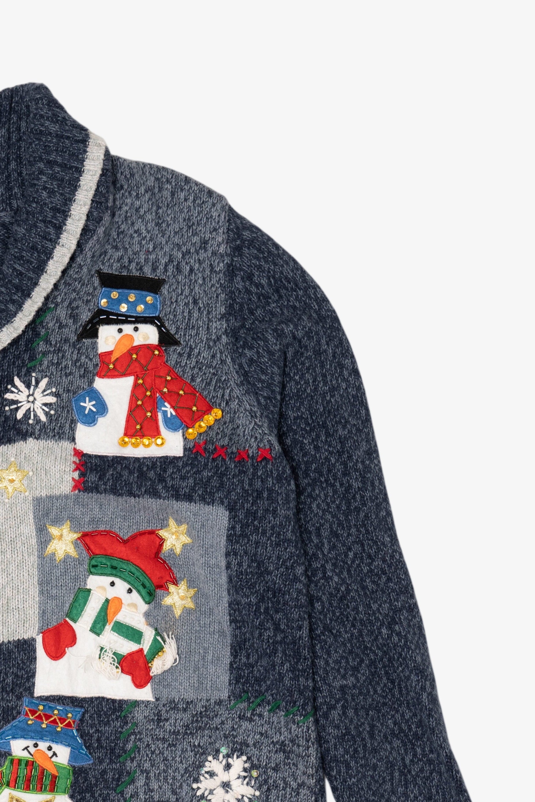 Vintage Blue Star Originals Snowmen Ugly Christmas Cardigan (2000s)