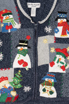 Vintage Blue Star Originals Snowmen Ugly Christmas Cardigan (2000s)