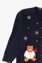 Vintage Navy Blue Crystal Kobe Teddy Bears Ugly Christmas Cardigan (1990s)