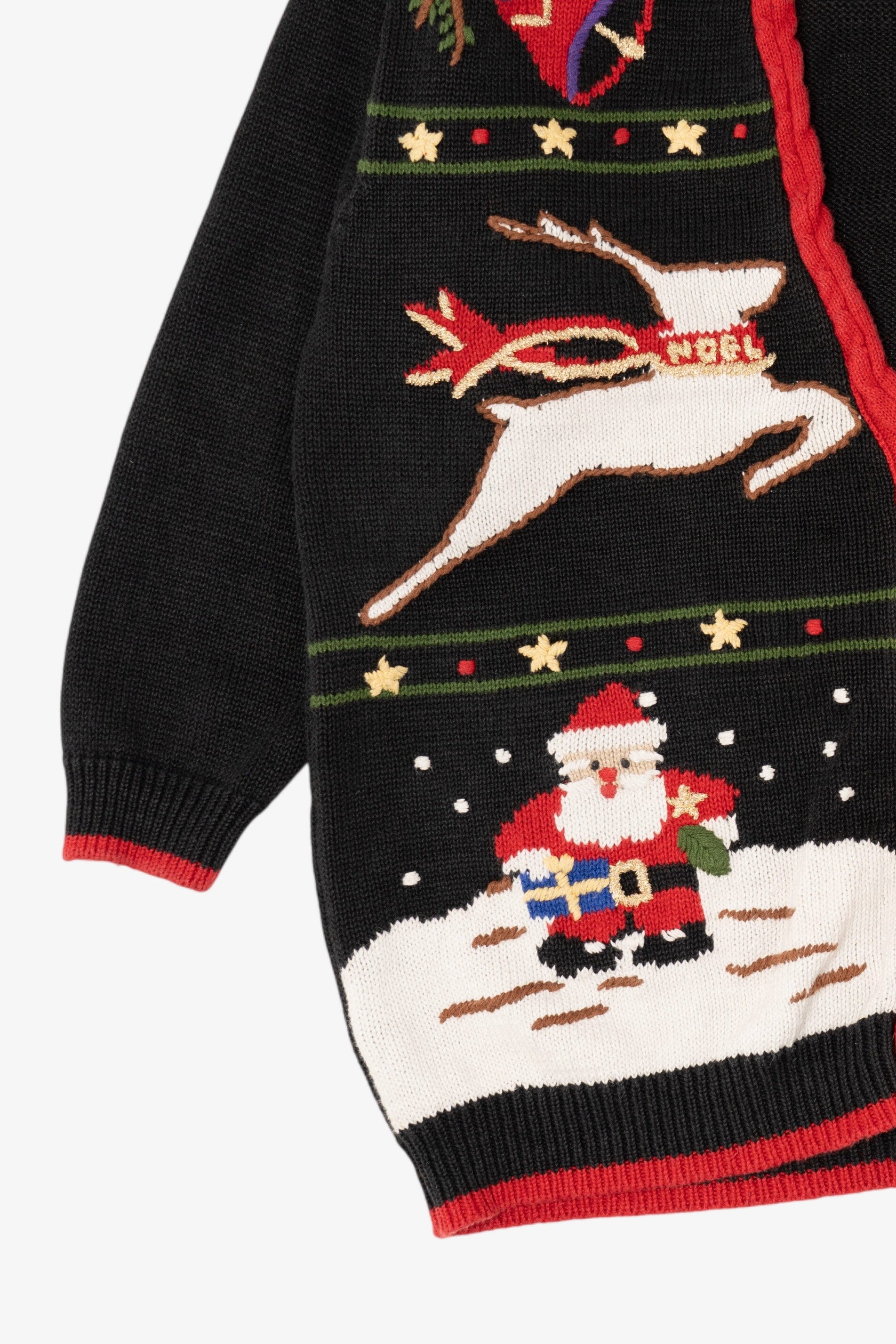Vintage Black Cotton Collectables Santa Ugly Christmas Cardigan (1990s)