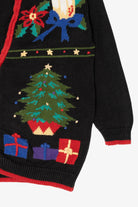 Vintage Black Cotton Collectables Santa Ugly Christmas Cardigan (1990s)