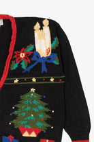 Vintage Black Cotton Collectables Santa Ugly Christmas Cardigan (1990s)
