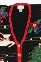 Vintage Black Cotton Collectables Santa Ugly Christmas Cardigan (1990s)