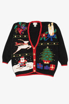 Vintage Black Cotton Collectables Santa Ugly Christmas Cardigan (1990s)
