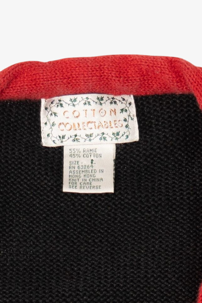 Vintage Black Cotton Collectables Santa Ugly Christmas Cardigan (1990s)