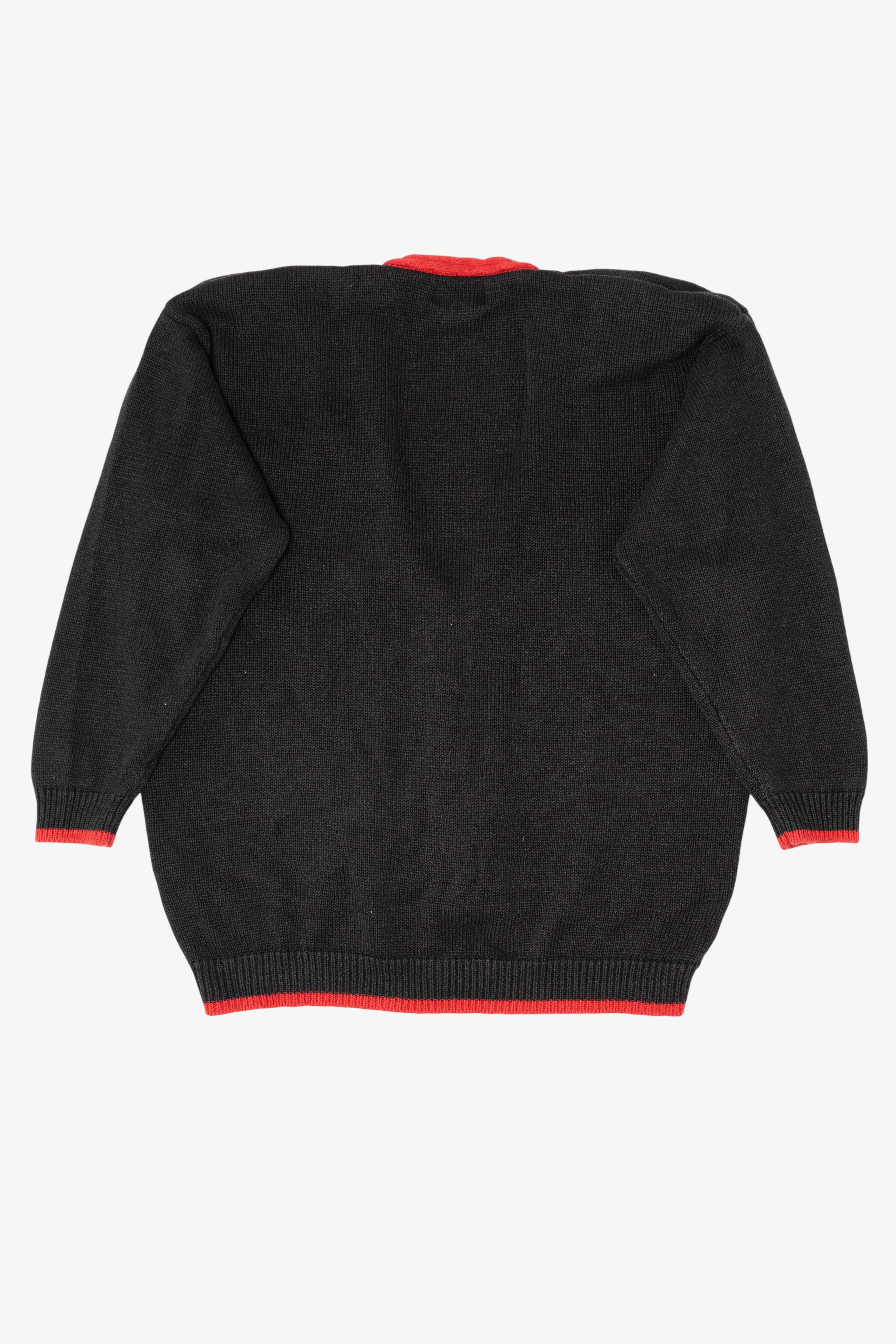Vintage Black Cotton Collectables Santa Ugly Christmas Cardigan (1990s)