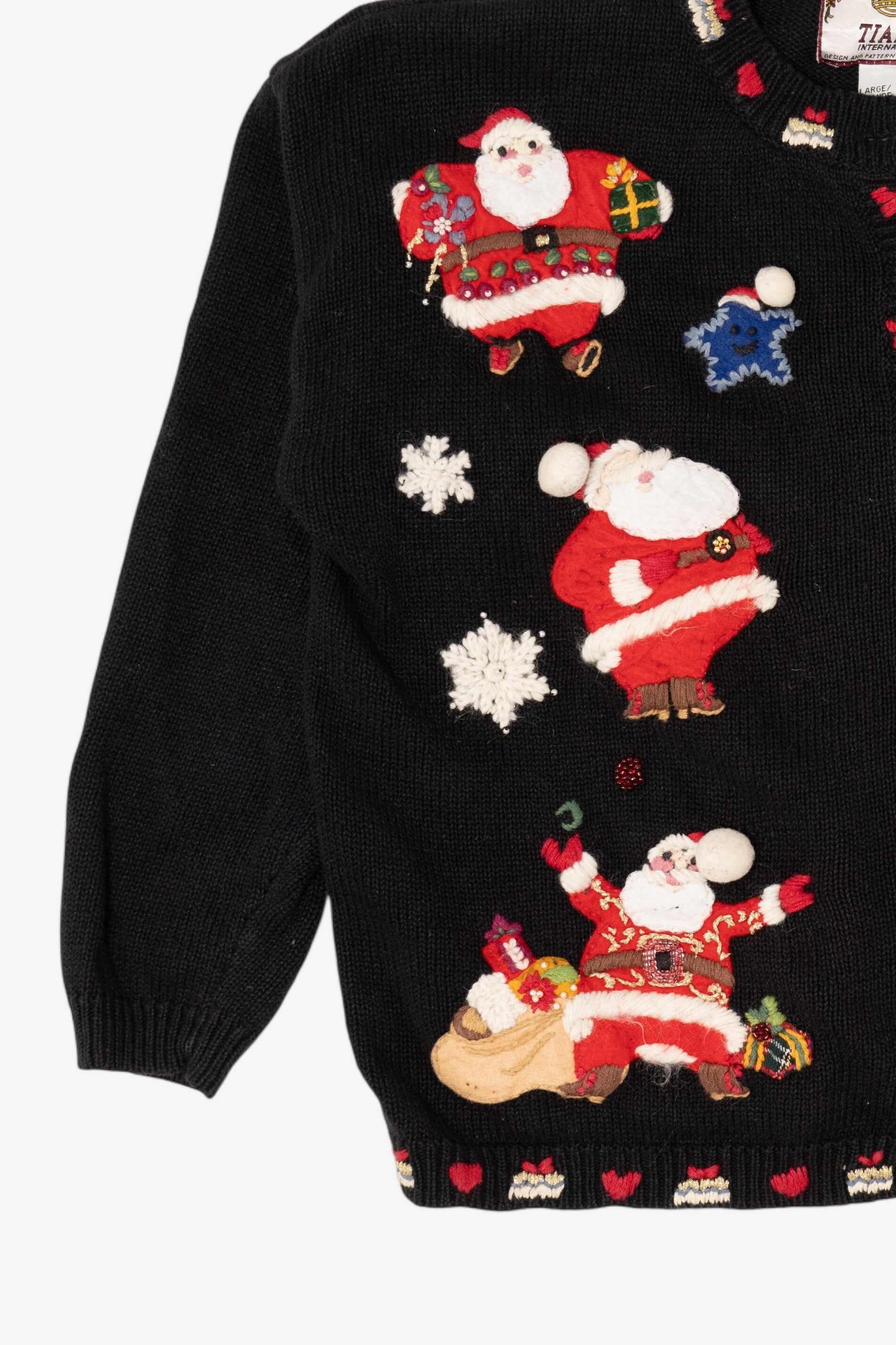 Vintage Black Tiara International Santa Ugly Christmas Cardigan (2000s)