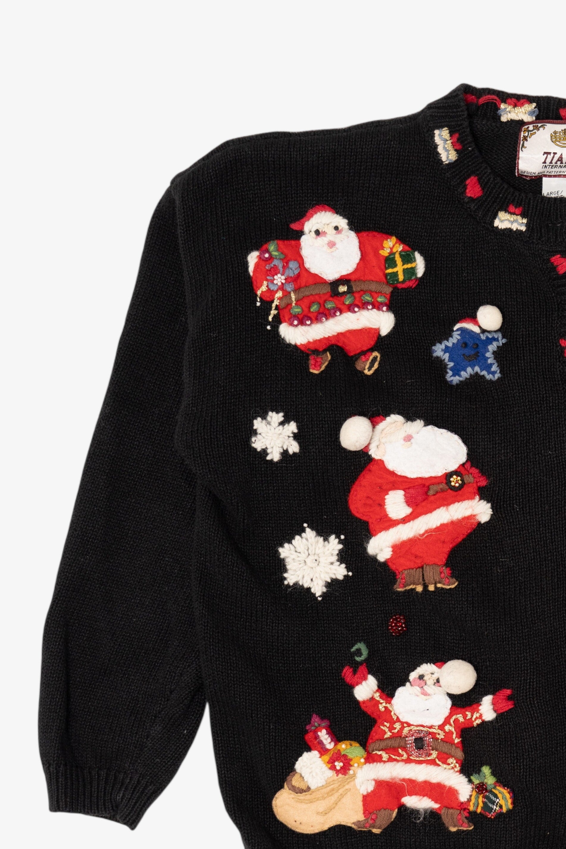Vintage Black Tiara International Santa Ugly Christmas Cardigan (2000s)