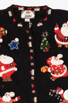 Vintage Black Tiara International Santa Ugly Christmas Cardigan (2000s)