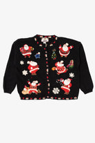 Vintage Black Tiara International Santa Ugly Christmas Cardigan (2000s)