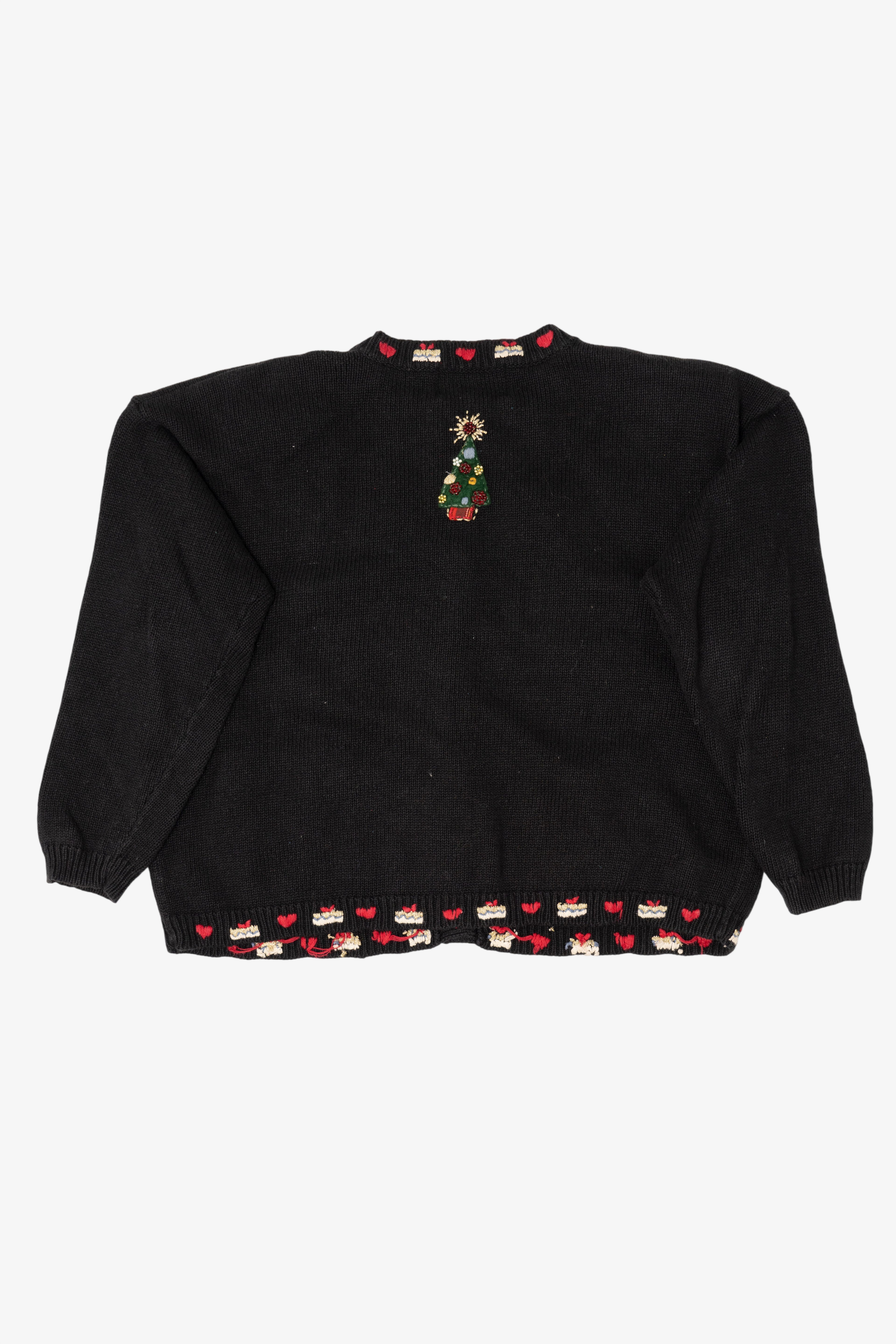 Vintage Black Tiara International Santa Ugly Christmas Cardigan (2000s)