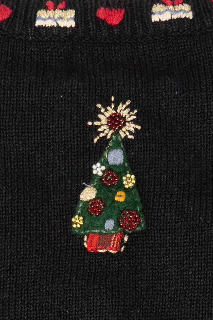 Vintage Black Tiara International Santa Ugly Christmas Cardigan (2000s)