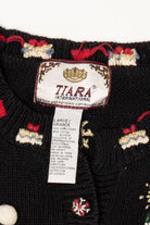 Vintage Black Tiara International Santa Ugly Christmas Cardigan (2000s)