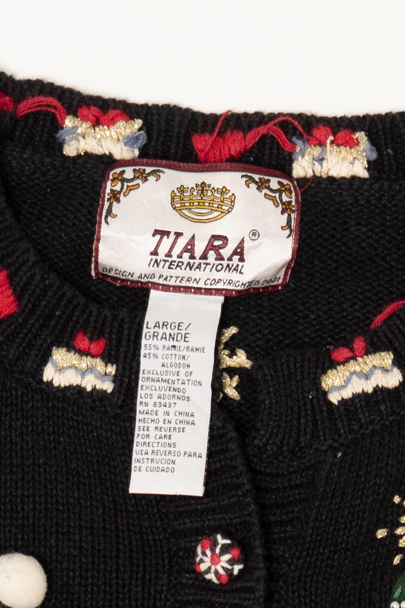 Vintage Black Tiara International Santa Ugly Christmas Cardigan (2000s)