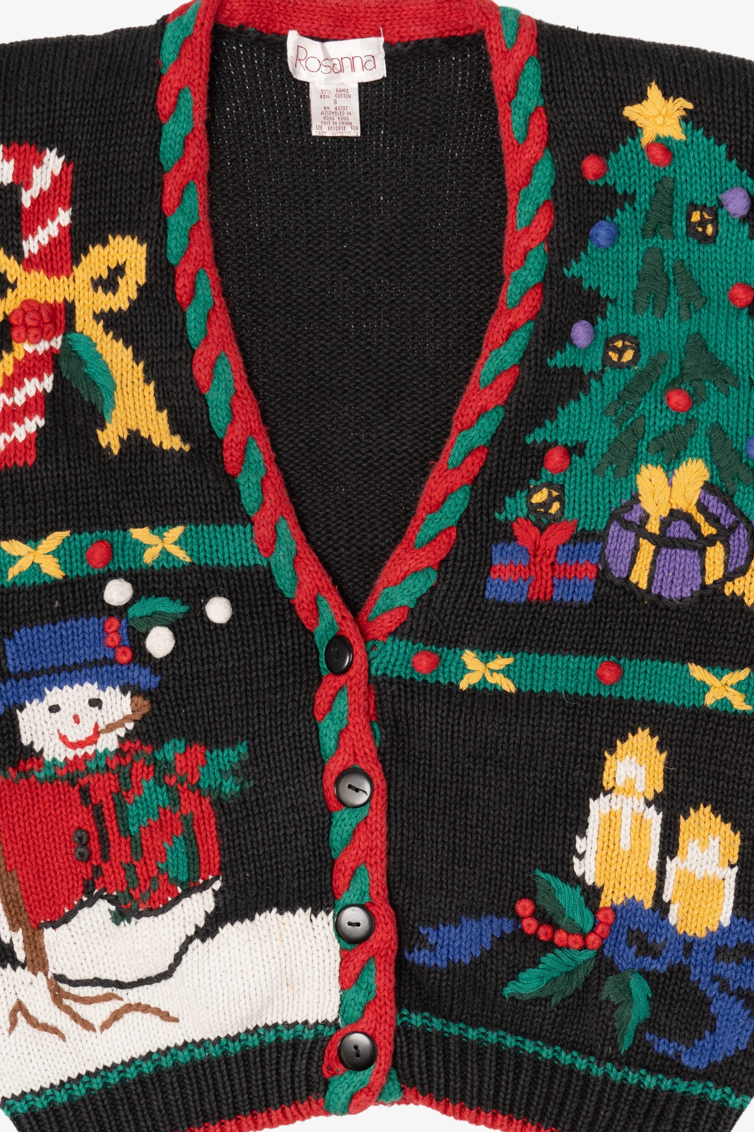 Vintage Black Rosanna Ugly Christmas Cardigan (1980s)