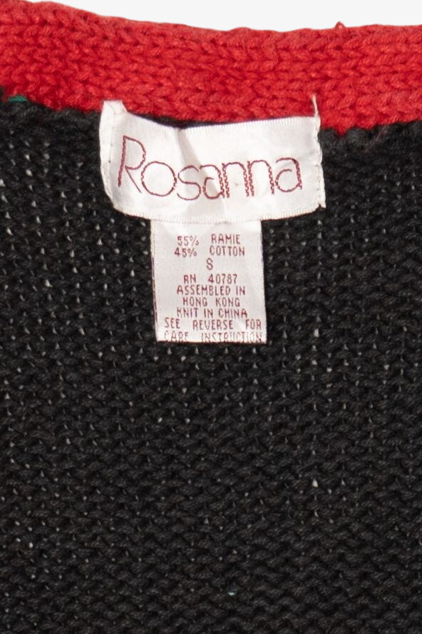 Vintage Black Rosanna Ugly Christmas Cardigan (1980s)