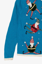 Vintage Blue Tiara International Santa Elves Ugly Christmas Cardigan (2000s)