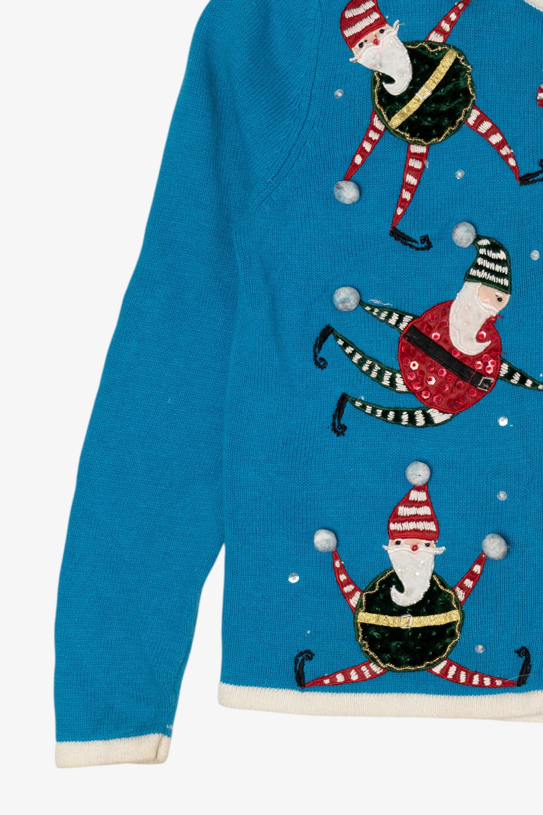 Vintage Blue Tiara International Santa Elves Ugly Christmas Cardigan (2000s)