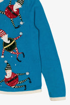 Vintage Blue Tiara International Santa Elves Ugly Christmas Cardigan (2000s)