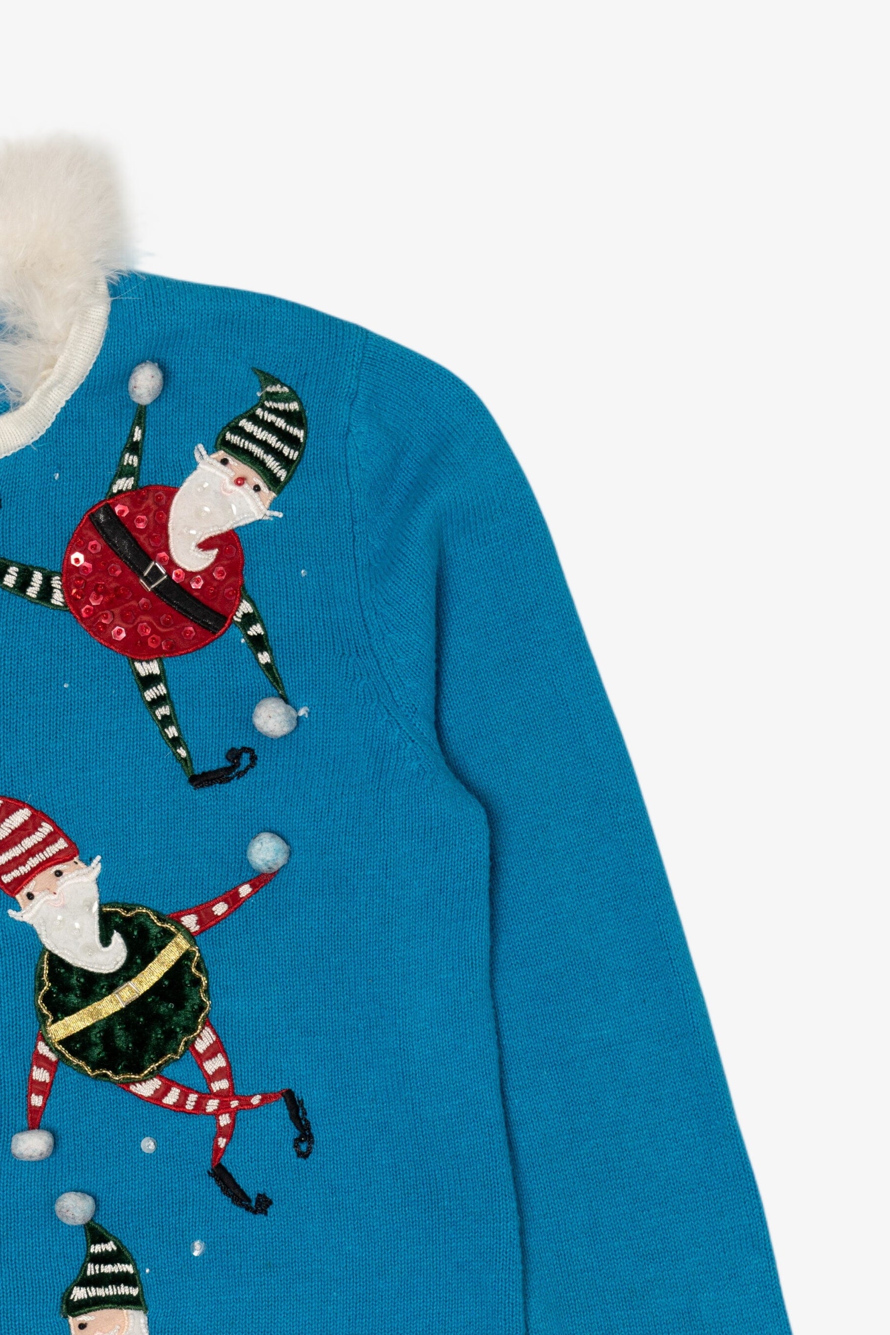 Vintage Blue Tiara International Santa Elves Ugly Christmas Cardigan (2000s)