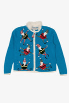 Vintage Blue Tiara International Santa Elves Ugly Christmas Cardigan (2000s)