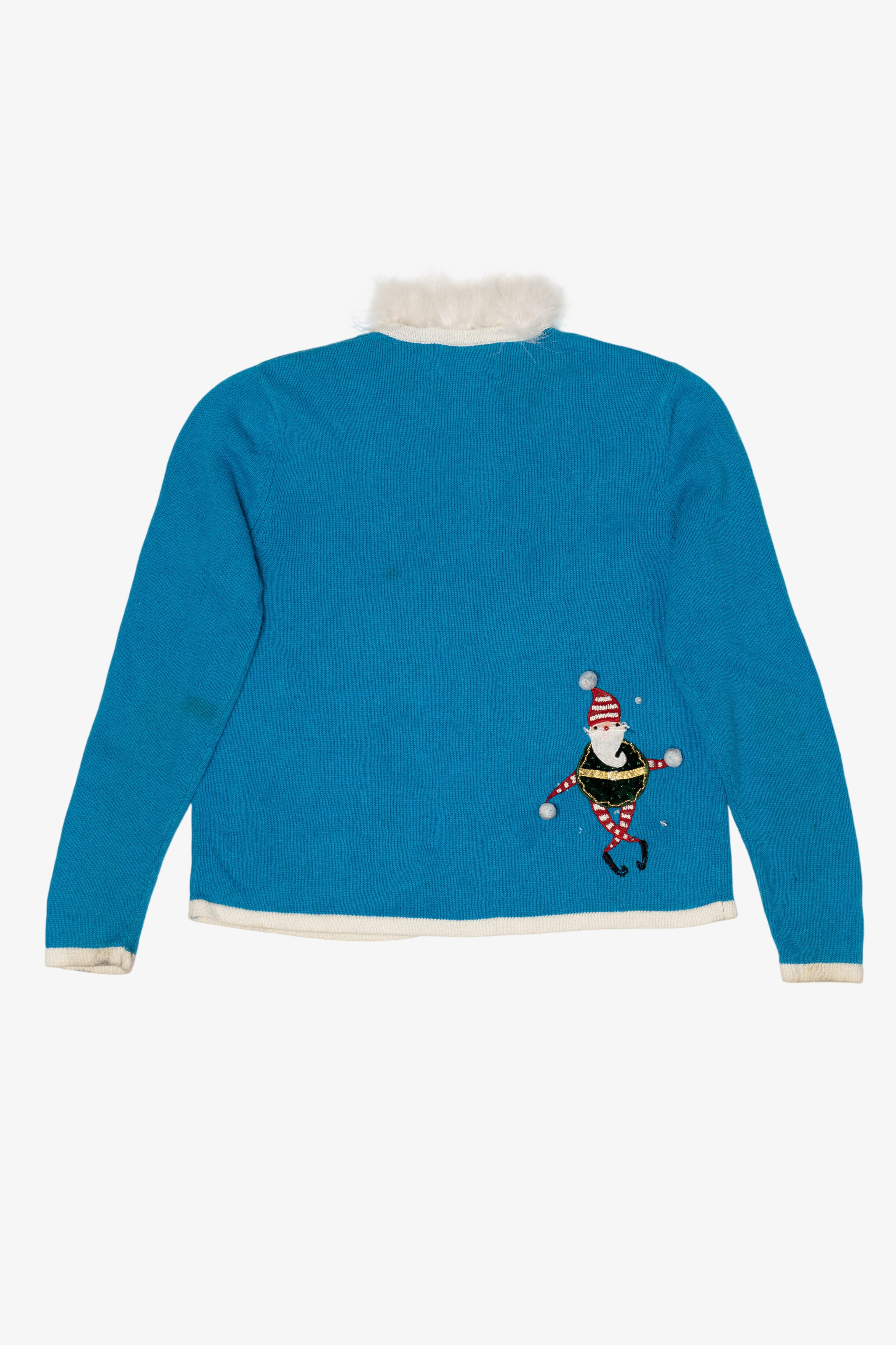 Vintage Blue Tiara International Santa Elves Ugly Christmas Cardigan (2000s)